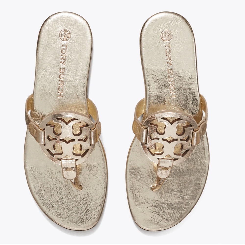 Tory Burch Spark Gold leather Miller Sandal NWT